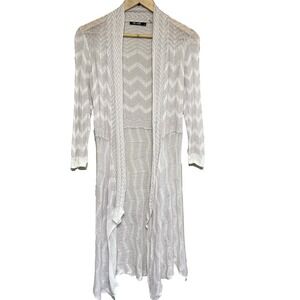 Nic+Zoe Open Front Sheer Duster Cardigan Sweater Women S Linen Blend Travel Chic